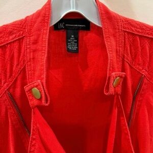 INC International Concepts Women's 100% linen Red Jacket